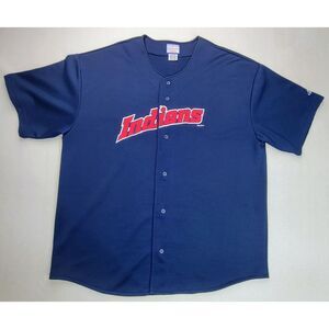 VTG 1999 Cleveland Indians Baseball Jersey Mens‎ 2XL Logo Athletics Embroidered